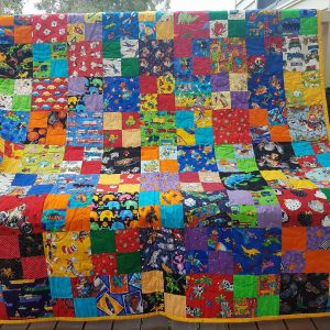 One-off Custom Made Colourful Kids Quality Quilt with Toy Artwork