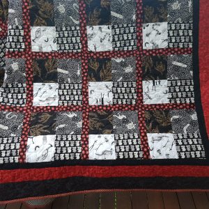 One-off black red and white Australiana quilt